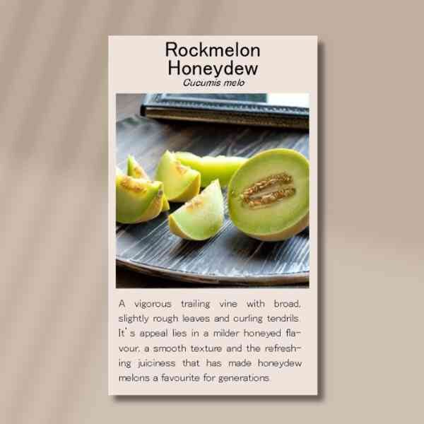 rockmelon-honeydew-front front side of the rockmelon honeydew seed packet