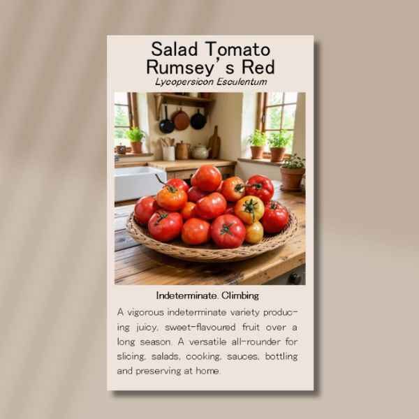 tomato-rumseys-red-front front of the seed packet for rumseys red tomato